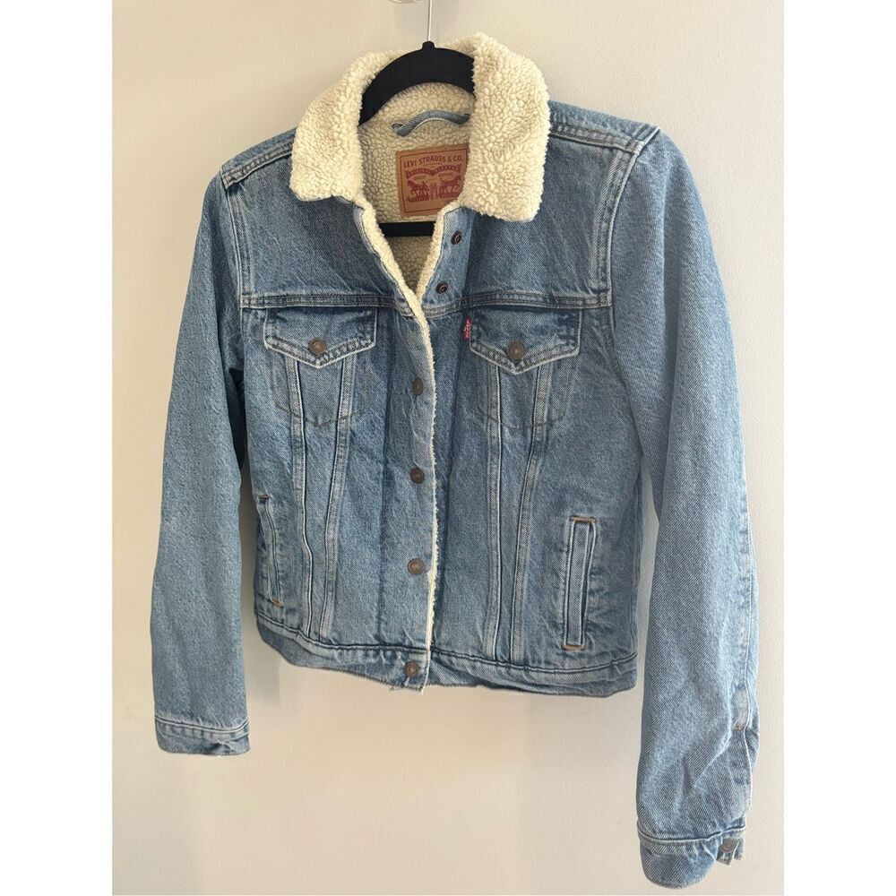 Levi's Light Blue Denim Sherpa Jacket with Cream Lining